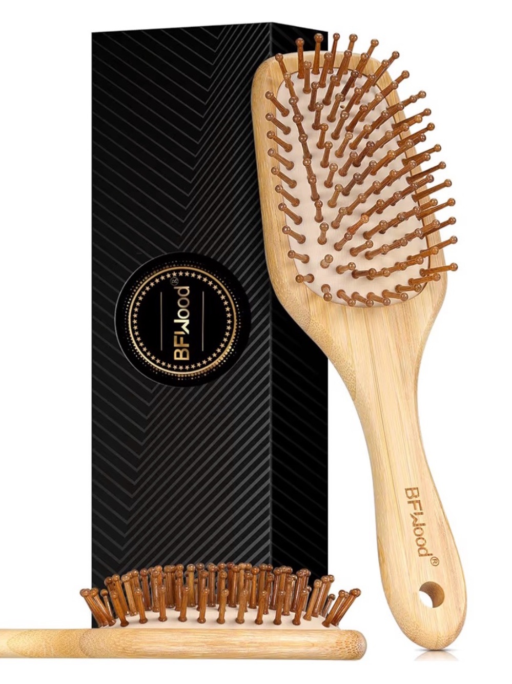 🎍Bamboo Hair Brush with Paddle and Rounded Wood Bristles 🎍